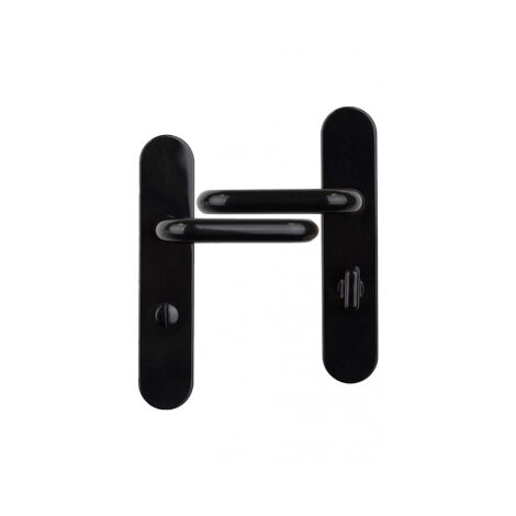 Poignée de porte intérieure en nylon noir sur plaque Conda/Déconda entraxe 195 mm, TUBULAIRE