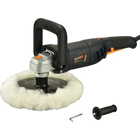 Polisseuse cireuse rotative, 6+1 vitesses 600-3300RPM, MAXXT 1100W, plateau 180mm, 2 poignées détachables Parfaite pour le polissage des bateaux, voitures et cirage