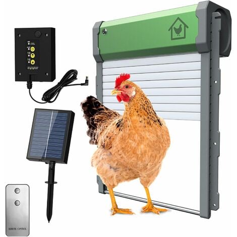 Porte Automatique Poulailler Solaire, Etanche avec Capteur De LumièRe, Minuterie du Soir Et du Matin, Aluminium, pour Un Elevage De Poulets SéCurisé