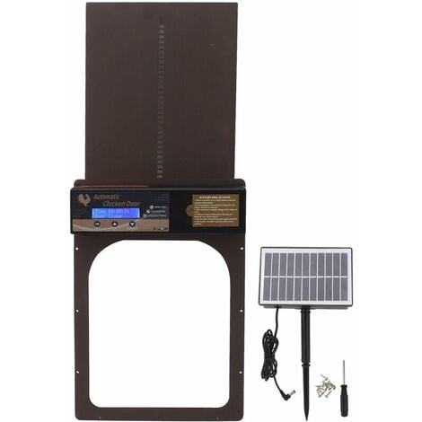 Porte de poulailler automatique minuterie à énergie solaire IP45 étanche en aluminium volaille portes automatiques de poulailler pour maison ferme marron