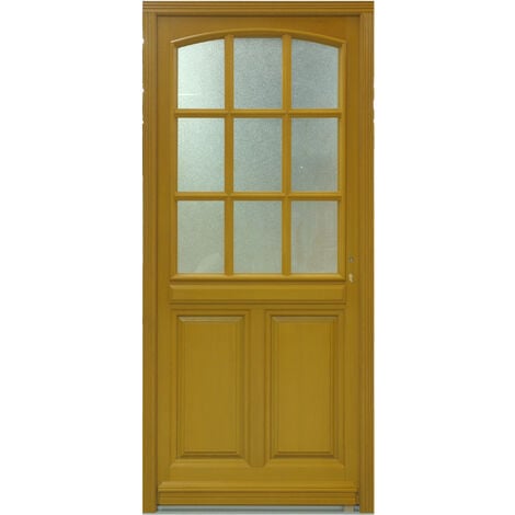 Porte d'entrée Bois vitrée, Alena, H,215xl,90 p,gauche Côtes Tableau GD MENUISERIES