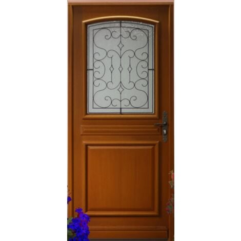 Porte d'entrée Bois vitrée, Perault, H,215xl,90 p,gauche Côtes Tableau GD MENUISERIES