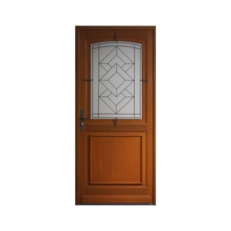 Porte d'entrée Bois Vitrée, Vitrage Transparent, Elma, H,215xl,90 p,gauche Côtes Tableau GD MENUISERIES