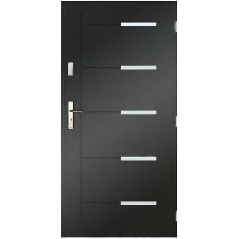 Porte d'entrée CANCUN 80 cm en acier inoxydable en plusieurs couleurs - Couleur: Anthracite - Poignée et serrure : Sans - Poussant: Droit