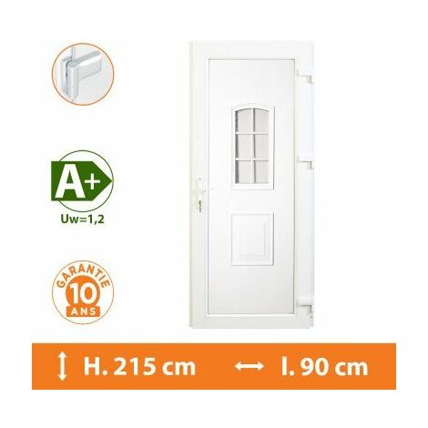 Porte d'entrée PVC Blanc - Tirant Droit - Orion