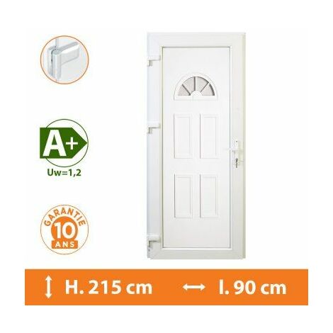 Porte d'entrée PVC Blanc - Tirant Gauche - Hercule