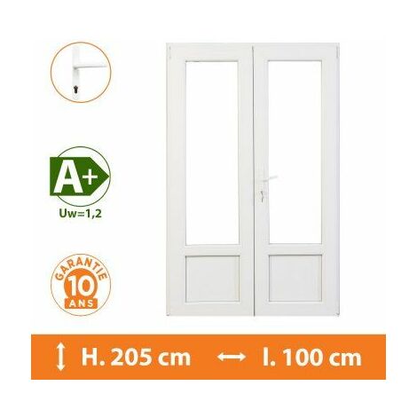 Porte-Fenêtre 2 vantaux Blanc - H.205 x l.100 cm