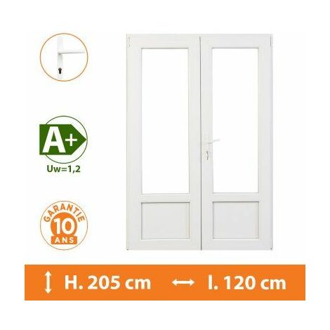 Porte-Fenêtre 2 vantaux Blanc - H.205 x l.120 cm