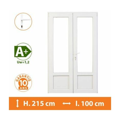 Porte-Fenêtre 2 vantaux Blanc - H.215 x l.100 cm