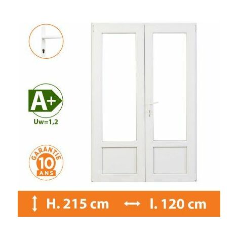 Porte-Fenêtre 2 vantaux Blanc - H.215 x l.120 cm