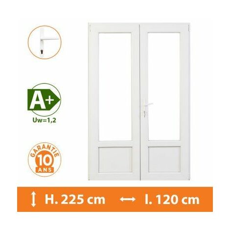 Porte-Fenêtre 2 vantaux Blanc - H.225 x l.120 cm