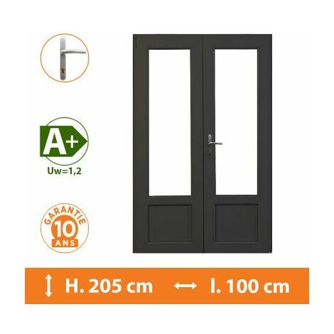 Porte-Fenêtre 2 vantaux Gris - H.205 x l.100 cm