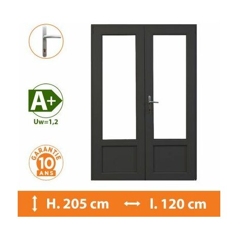 Porte-Fenêtre 2 vantaux Gris - H.205 x l.120 cm