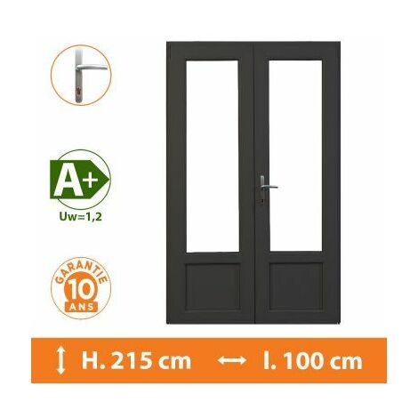 Porte-Fenêtre 2 vantaux Gris - H.215 x l.100 cm