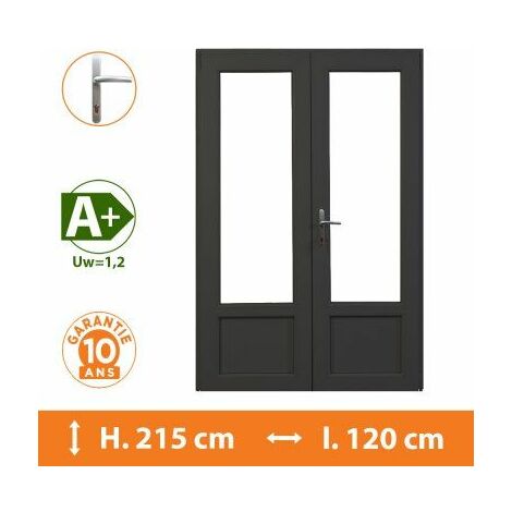 Porte-Fenêtre 2 vantaux Gris - H.215 x l.120 cm