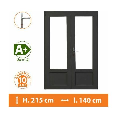 Porte-Fenêtre 2 vantaux Gris - H.215 x l.140 cm