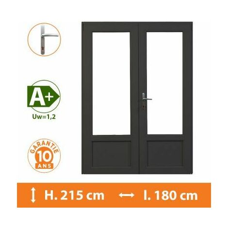 Porte-Fenêtre 2 vantaux Gris - H.215 x l.180 cm