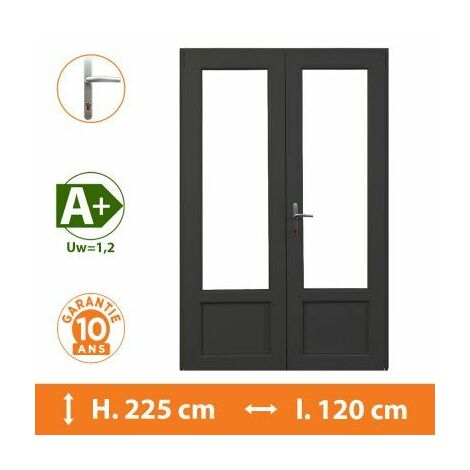 Porte-Fenêtre 2 vantaux Gris - H.225 x l.120 cm