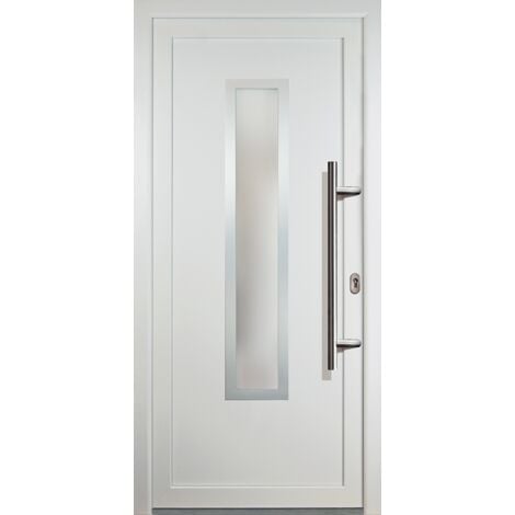 Portes d'entrée classique modèle 32, intérieur: blanc, extérieur: blanc largeur: 98cm, hauteur: 208cm, sens d'ouverture: tirant droit
