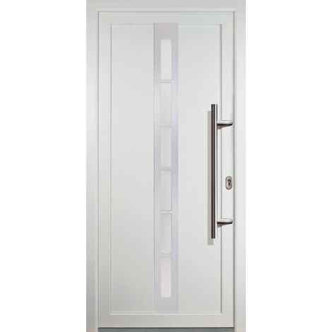 Portes d'entrée classique modèle 38, intérieur: blanc, extérieur: blanc largeur: 88cm, hauteur: 208cm, sens d'ouverture: tirant droit