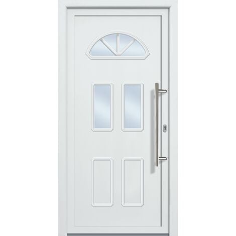 Portes d'entrée classique modèle 44, intérieur: blanc, extérieur: blanc largeur: 108cm, hauteur: 200cm, sens d'ouverture: tirant droit