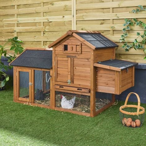Poulailler en bois SWEEEK Galinette - 3 poules - Cage à poule avec enclos