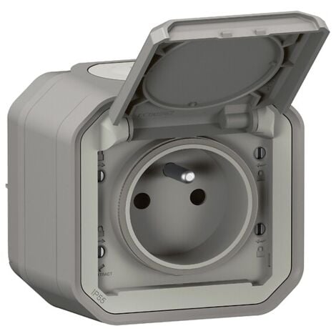 Prise de courant 2P+T complet saillie 16 A étanche Plexo sable - LEGRAND