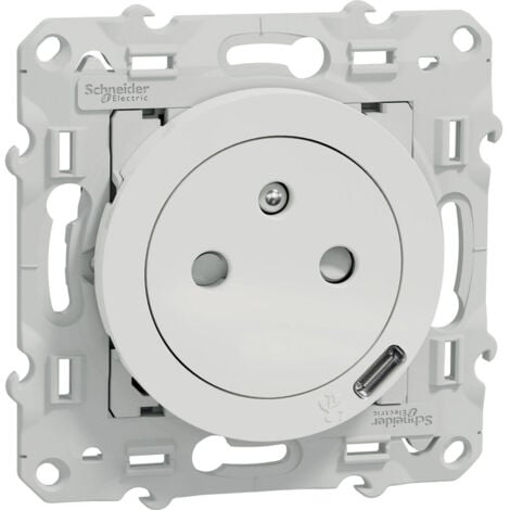 Prise de courant affleurante + Port USB C 10,5 W- Odace - Schneider Electric - 2P+T - 16 A