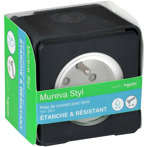 Prise de courant anthracite en saillie étanche Mureva