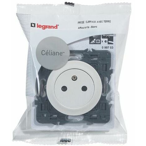 Prise de courant avec terre Céliane Surface - Blanc - 099703