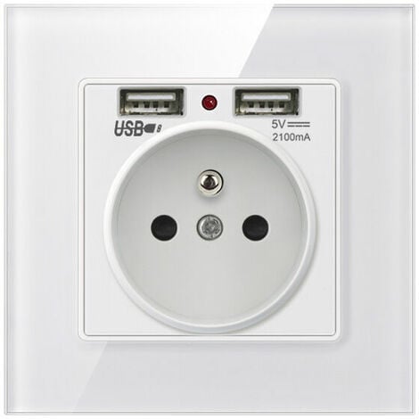 Prise Murale avec Double USB Chargeur - Compatible avec iPhone/Android - 1 pièce