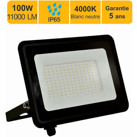 Projecteur LED 100W 11000 LM 4000K IP65 connexion en direct - garantie 5 ans