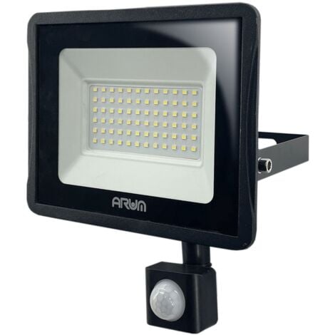 Projecteur LED 50W Noir détecteur de mouvement IP65  Température de Couleur: Blanc Froid 6000K