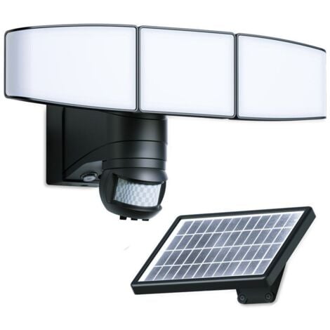 Projecteur LED solaire 3 têtes Multi-Angles noir 1000 lumens