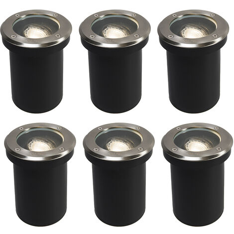 QAZQA delux - Spot encastrable de sol - 1 lumière - Ø 13 cm - Acier - Moderne - éclairage extérieur