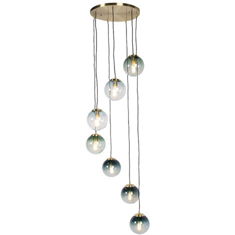 QAZQA pallon - Suspension - 7 lumière - Ø 650 mm - Doré/Laiton - Art Deco - éclairage intérieur - Salon I Chambre I Cuisine I Salle à manger