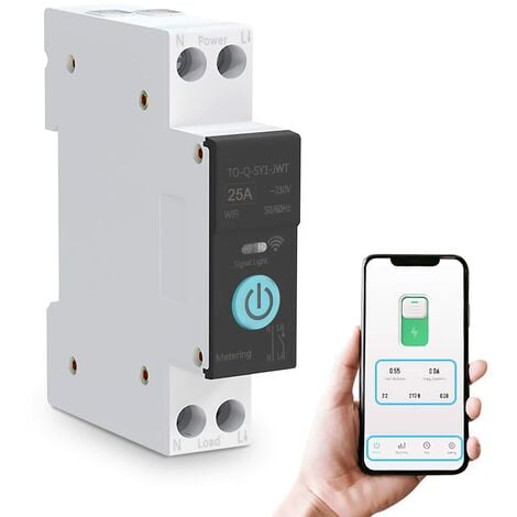 QiMeiTech Commutateur WIFI Intelligent Disjoncteurs Domestiques Téléphone Portable Télécommande 3 Modes de Synchronisation pour Appareils électroménagers(25A)