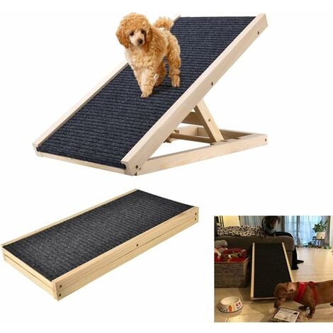 Rampe pour Chien Pliable, Escalier pour Animal avec Tapis Antidérapant, Réglable en Hauteur De 30 à 40 cm, Rampe pour Animaux Domestiques pour Voiture (L70xW35xH30/40cm)