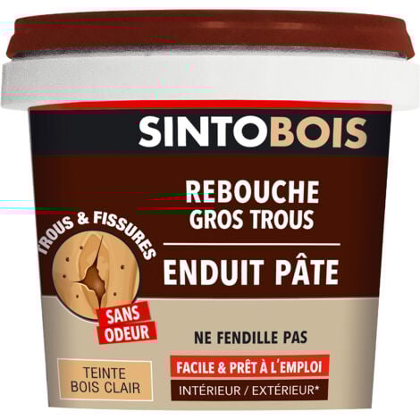 Rebouche bois pour gros trous et fissures 500g Bois clair SINTO