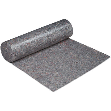 Relaxdays Couverture déménagement, 1x50 = 50 m, Rouleau protection sol 220 g/m² tapis travaux peinture, gris
