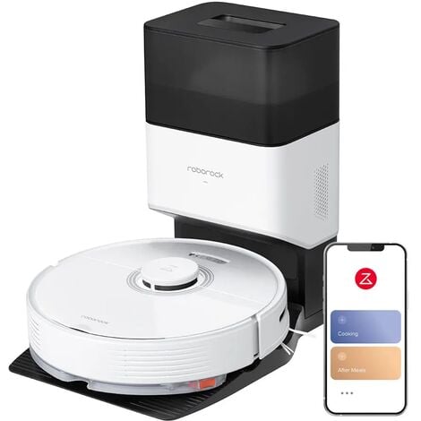Roborock Q7 MAX+,Aspirateur Robot Laveur avec Station de Vidange 4200Pa Navigation Lidar 5200mAh Contrôle par App/Alexa/Wifi Cartographie 3D Mise à Niveau du S5 Max - Blanc