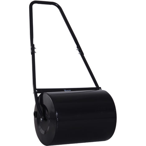Rouleau à gazon jardin en acier avec poignée dim. 50L x 32l x 108H cm lestage max. 30 L noir