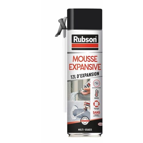 Rubson Mousse Expansive Multi-usages, Mousse polyuréthane pour isolation, calage et rebouchage, ultra blanche, 12 litres d'expansion