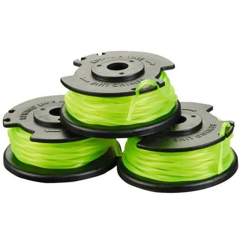 RYOBI Lot de 3 bobines simple fil torsadé 2mm pour coupe-bordures sur batterie RAC143