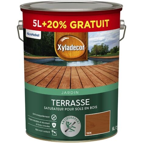 Saturateur pour sol exterieur en bois - Terrasses - aspect mat teck 6 L (5 L + 1 L gratuit)  - Xyladecor