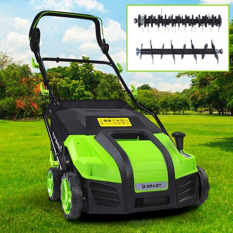 scarificateur électrique 1800W 40cm 2 rouleaus scarificateur et ventilateur grand bac de ramassage 55l réglage central émousseur gazon - de BRAST