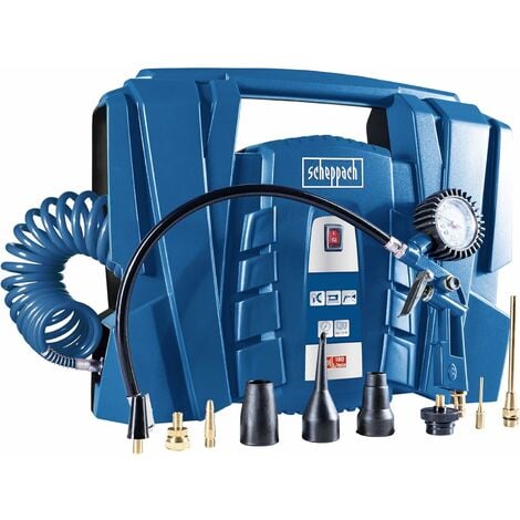 Scheppach Compresseur Portatif Airforce4 - 1100W - 8 bar de pression - Forte admission d'air de 180L/min - Mobile et Portable - 11 Accessoires inclus
