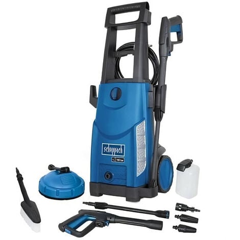 Scheppach - Nettoyeur Haute Pression HCE2600 - 180bar - 2400W - Débit Max: 408 L/h - Fonction d'aspiration - Pompe en Aluminium - Longue durée - Nettoyage de Surface - Accessoires + 5m de Tuyau Inclus