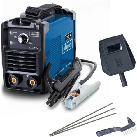 Scheppach - Poste à Souder Inverter WSE1000 - 230V - 10-130A - Technique anti-adhérence - Démarrage automatique à chaud - Masque, brosse métallique, marteau, électrodes & sangle de transport