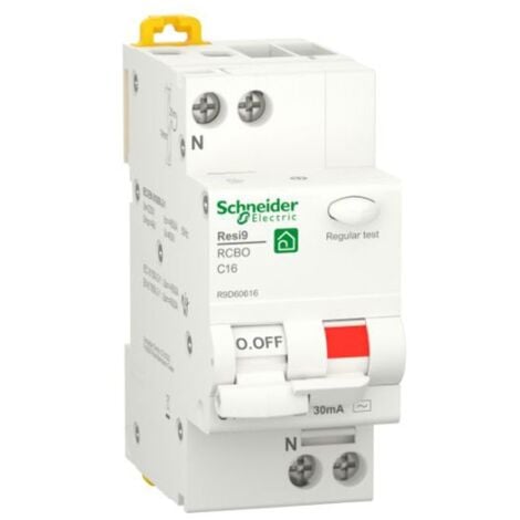 Schneider 16A 1P+N 30MA AC 4.5KA magnétothermique différentiel 2 modules R9D60616